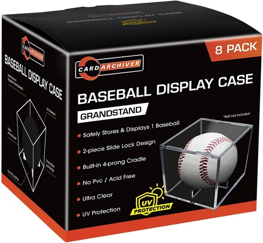 acrylic baseball card display case Glass The sports card display comes with a flat base can stand stably on the table 8 Pack Baseball Display Cases,